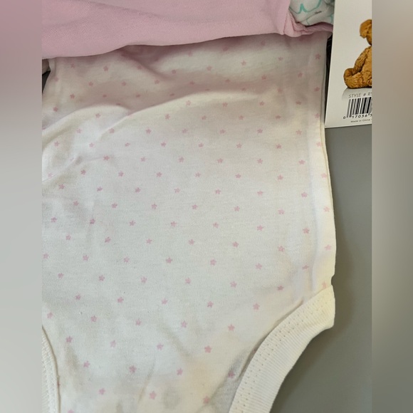 6-9m Rene Rofe Baby Onesies shirt Set of 5 pastel pink aqua unicorn  100% cotton - Picture 9 of 10